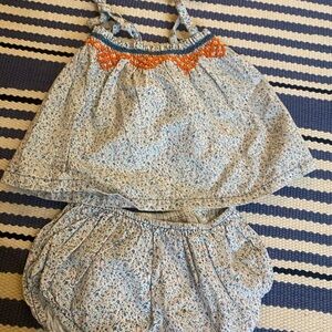 Blue Floral Kids Top and Bloomers Set